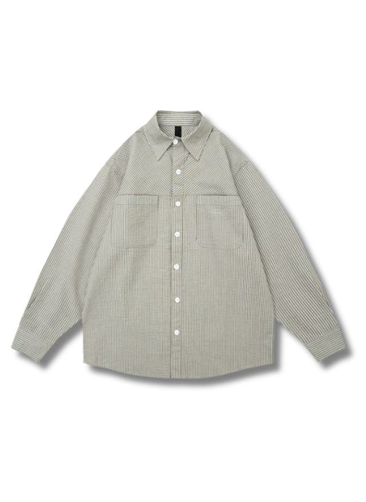 Joshua - White stripe pattern shirt for men