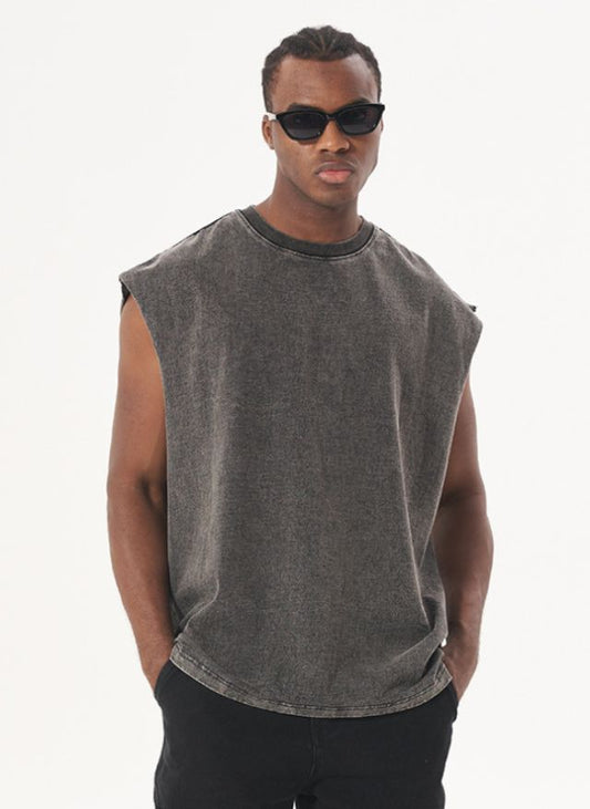 Maxwell - Vintage Washed Relaxed Fit Sleeveless Tank T-Shirt